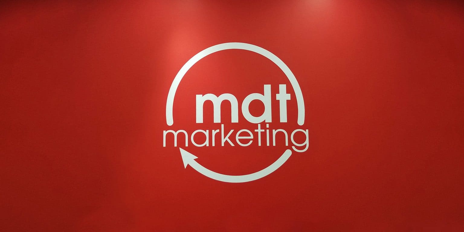 MDT Marketing Logo on a Red background