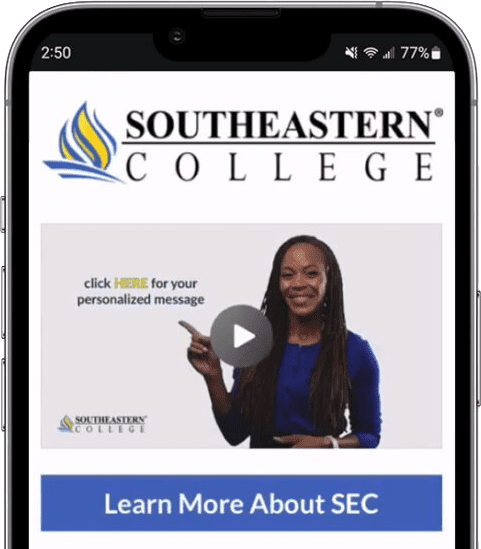 Southeastern College website mobile view